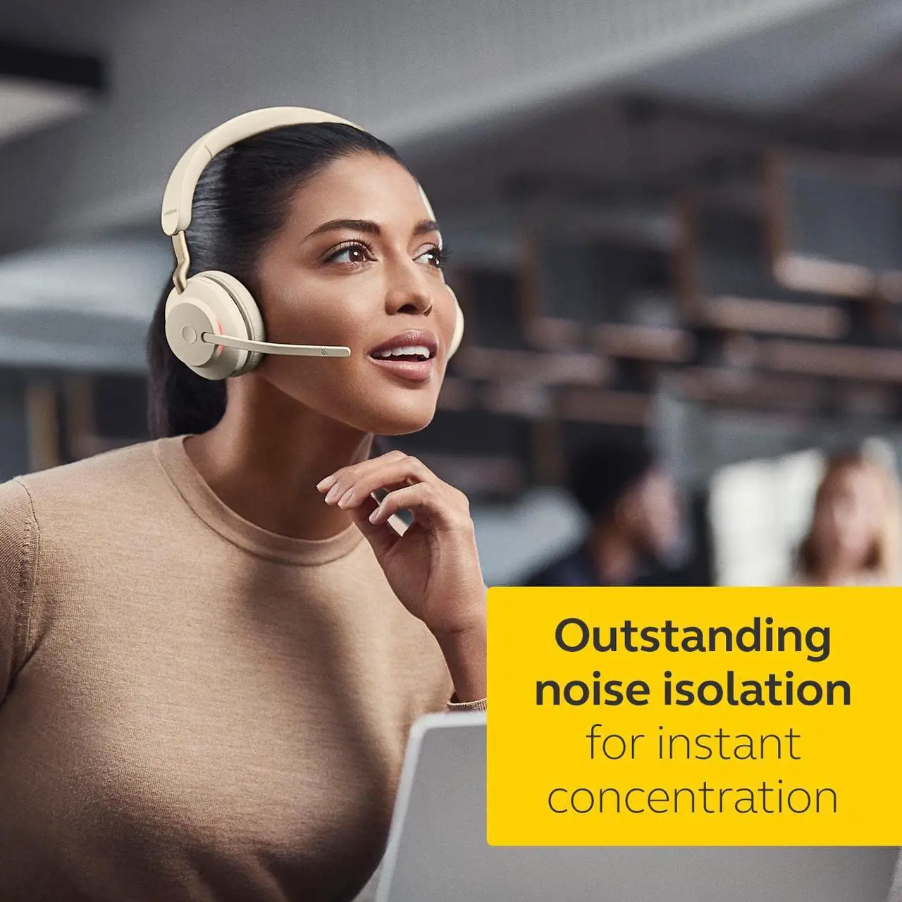 Alt view image 3 of 7 - Jabra Evolve2 65 USB-A UC Mono - Beige Wireless Headset / Music Headphones