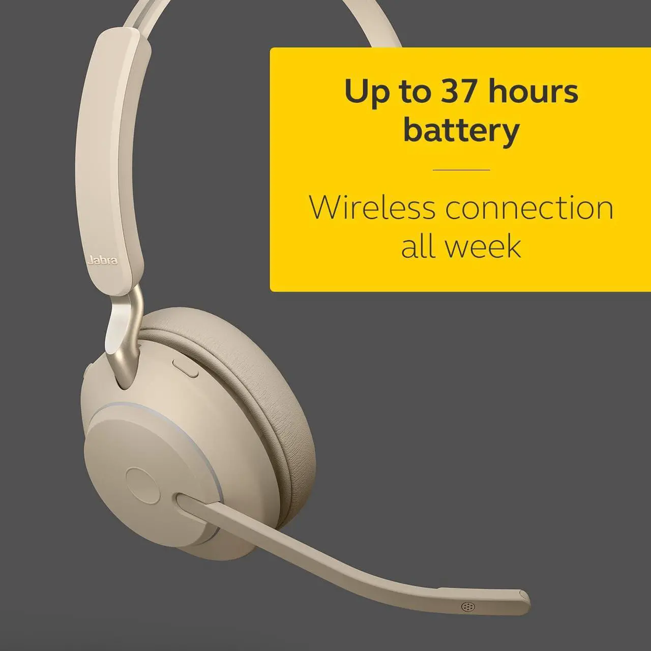 Alt view image 4 of 7 - Jabra Evolve2 65 USB-A UC Mono - Beige Wireless Headset / Music Headphones