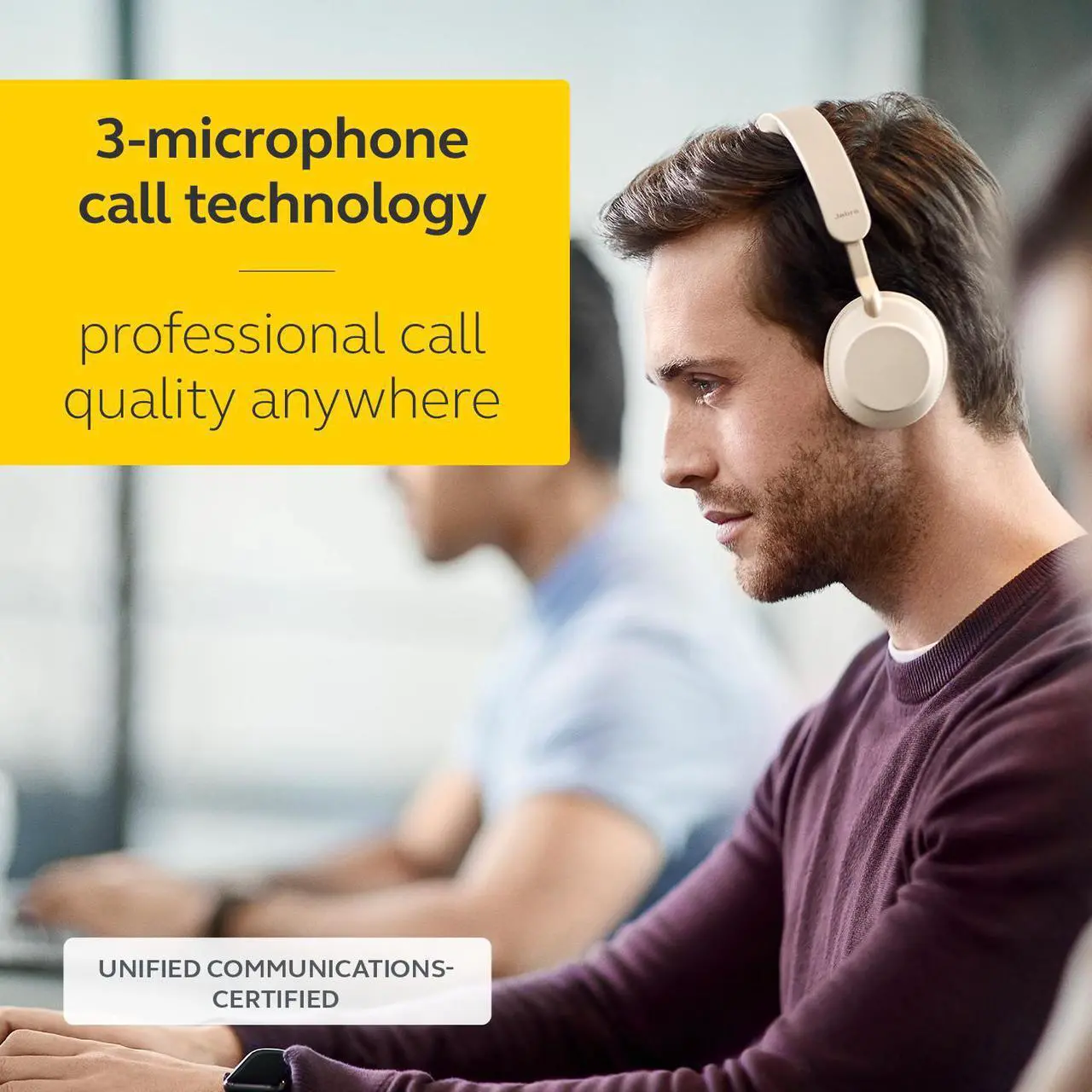 Alt view image 2 of 7 - Jabra Evolve2 65 USB-A UC Mono - Beige Wireless Headset / Music Headphones