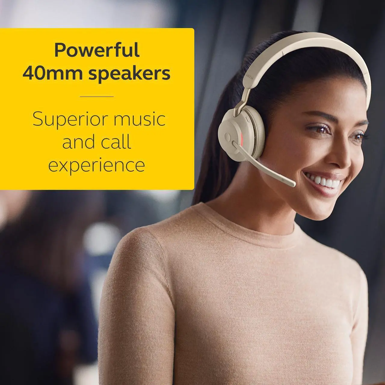 Alt view image 5 of 7 - Jabra Evolve2 65 USB-A UC Mono - Beige Wireless Headset / Music Headphones