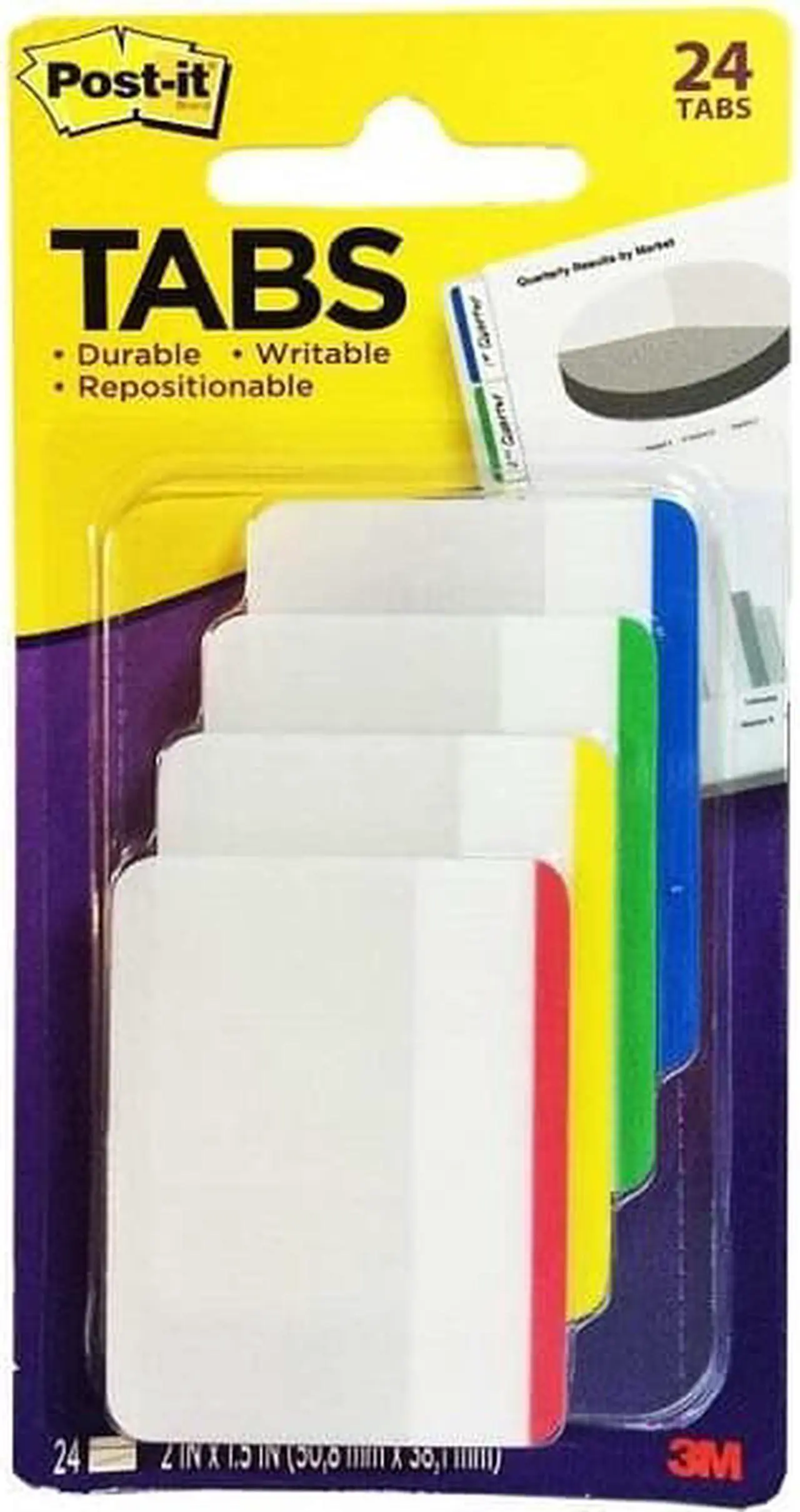 Alt view image 7 of 20 - Post-it File Tabs 2 x 1 1/2 Lined Assorted Primary Colors 24/Pack 686F1