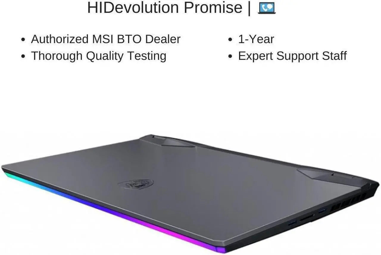 Alt view image 7 of 7 - HIDevolution MSI Raider GE66 12UHS 15.6" QHD 240Hz, 1.7 GHz i7-12700H, RTX 3080 Ti, 32 GB 4800MHz RAM, 1 TB PCIe SSD