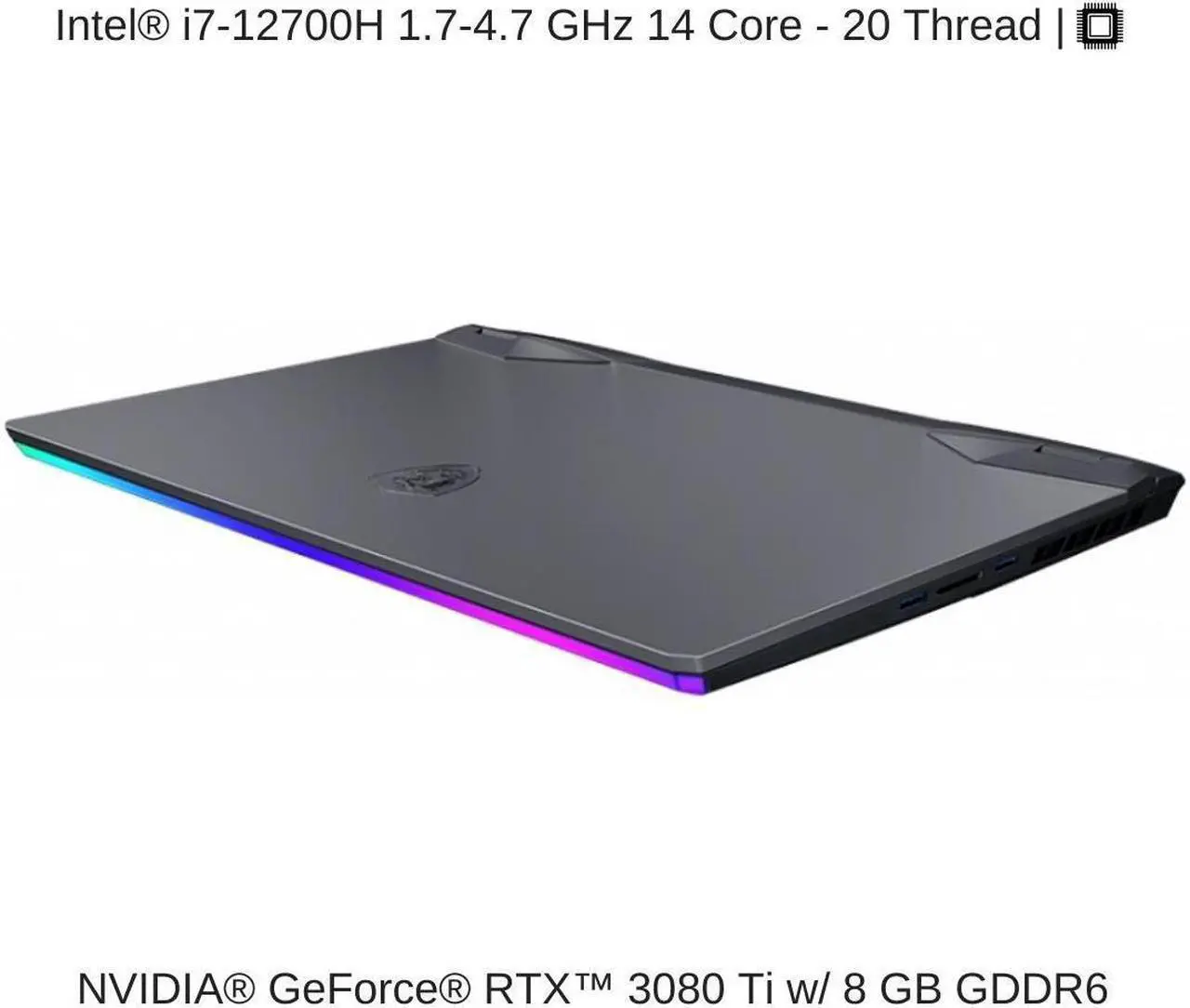 Alt view image 3 of 7 - HIDevolution MSI Raider GE66 12UHS 15.6" QHD 240Hz, 1.7 GHz i7-12700H, RTX 3080 Ti, 32 GB 4800MHz RAM, 1 TB PCIe SSD