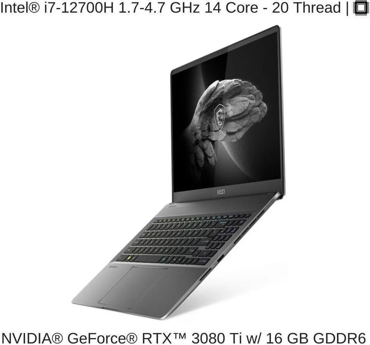 Alt view image 3 of 7 - HIDevolution MSI Creator Z16P B12UHST 16" QHD+ 165Hz Touch, 1.7 GHz i7-12700H, RTX 3080 Ti, 32 GB 4800MHz RAM, 8 TB PCIe SSD