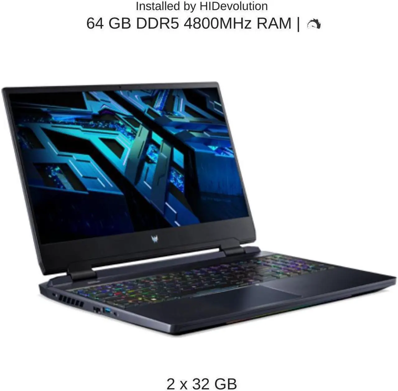 Alt view image 4 of 7 - HIDevolution ACER Predator Helios 300 15.6" QHD 240Hz, 1.7 GHz i7-12700H, RTX 3070 Ti, 64 GB 4800MHz RAM, 2 TB PCIe SSD, Windows 11 Home