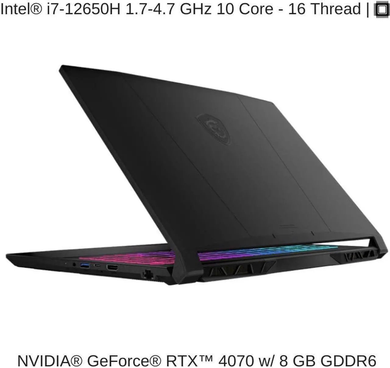 Alt view image 3 of 7 - HIDevolution MSI Katana 15 B12VGK 15.6" FHD 144Hz, 1.7 GHz i7-12650H, RTX 4070, 64 GB DDR5 RAM, 4 TB PCIe SSD, Windows 11 Home