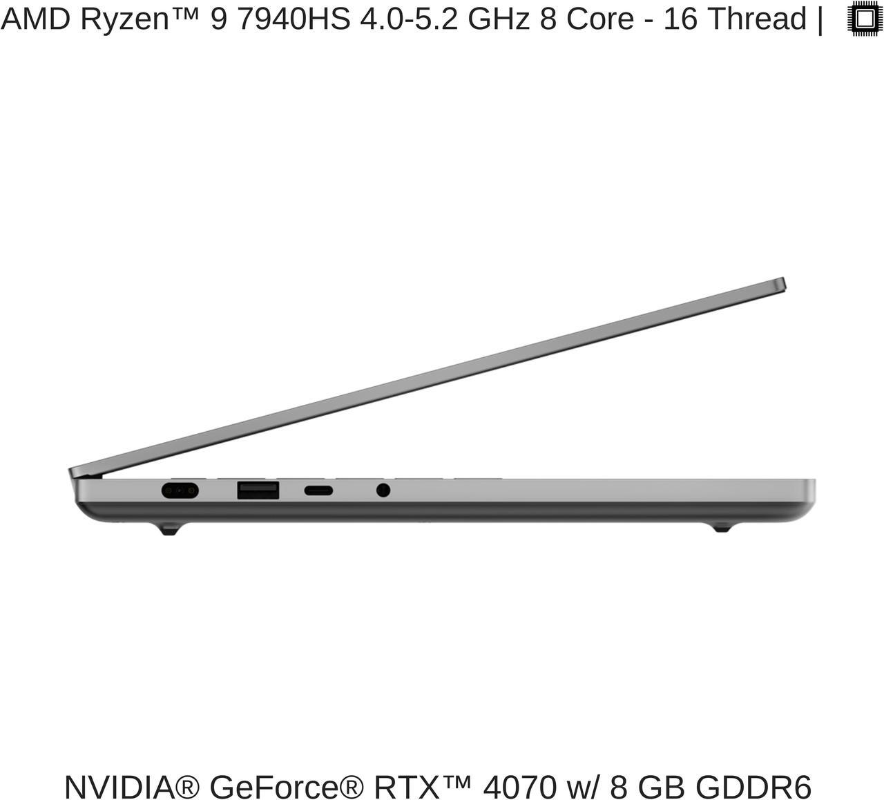 Alt view image 2 of 7 - Razer Blade 14 Mercury White, 14" QHD+ 240Hz, 4.0 GHz Ryzen 9 7940HS, RTX 4070, 64 GB DDR5 RAM, 8 TB PCIe SSD, Windows 11 Pro