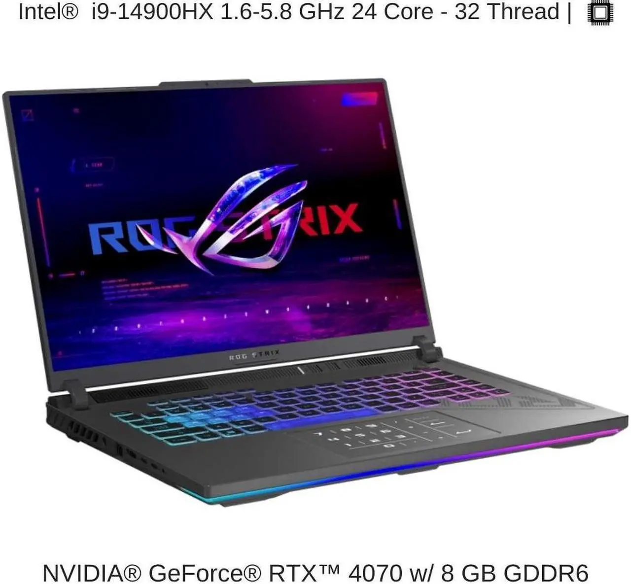 Alt view image 3 of 6 - [2024] HIDevolution ASUS ROG Strix G16 G614JIR 16" WQXGA 240Hz, 1.6 GHz i9-14900HX, RTX 4070, 128 GB DDR5 RAM, 1 TB PCIe SSD, Windows 11 Pro