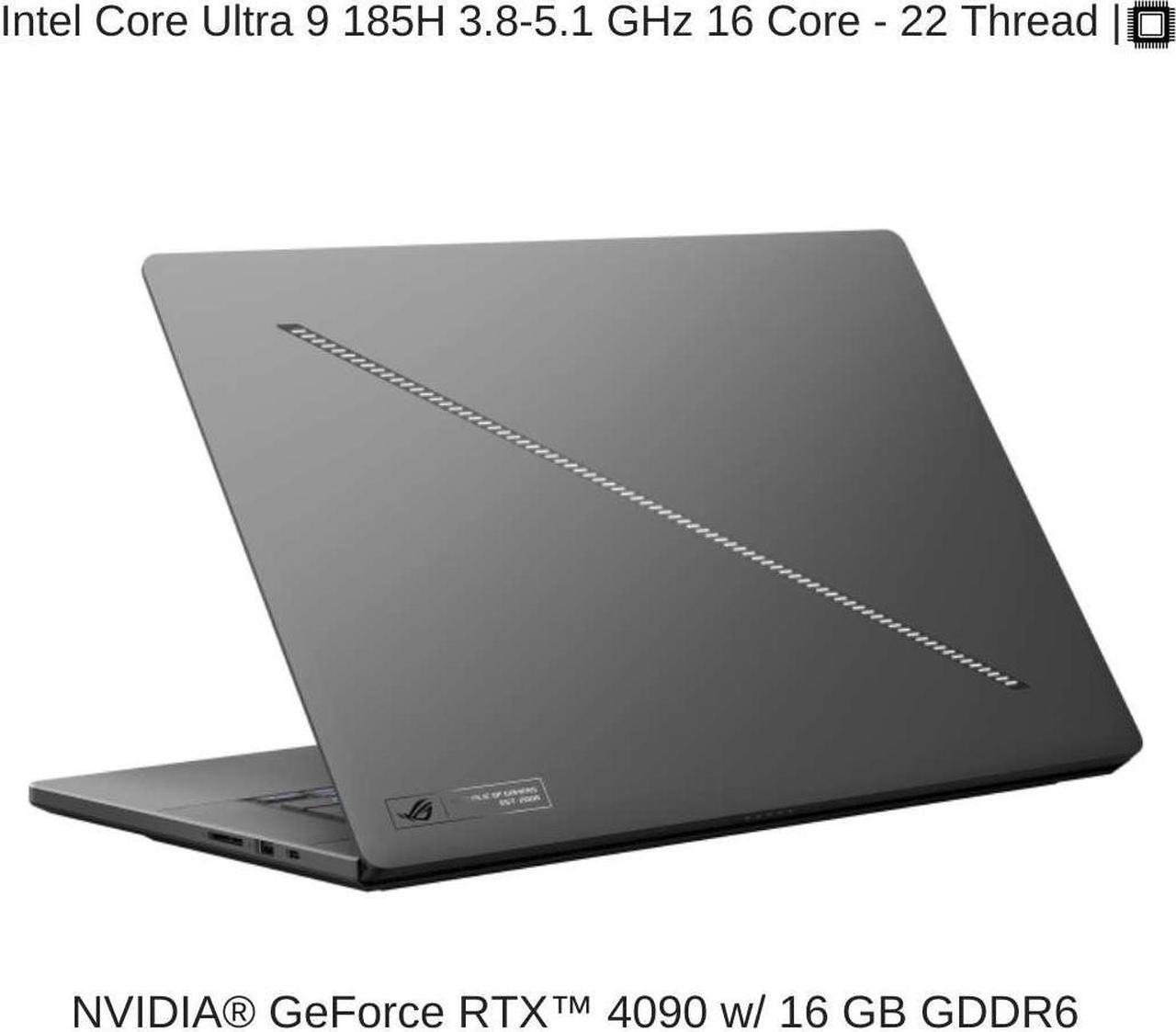 Alt view image 2 of 6 - [2024]  ASUS ROG Zephyrus G16 GU605MY [Gray] 16" WQXGA 240Hz, 3.8 GHz Ultra 9-185H, RTX 4090, 32 GB LPDDR5X RAM, 8 TB PCIe SSD, Windows 11 Pro