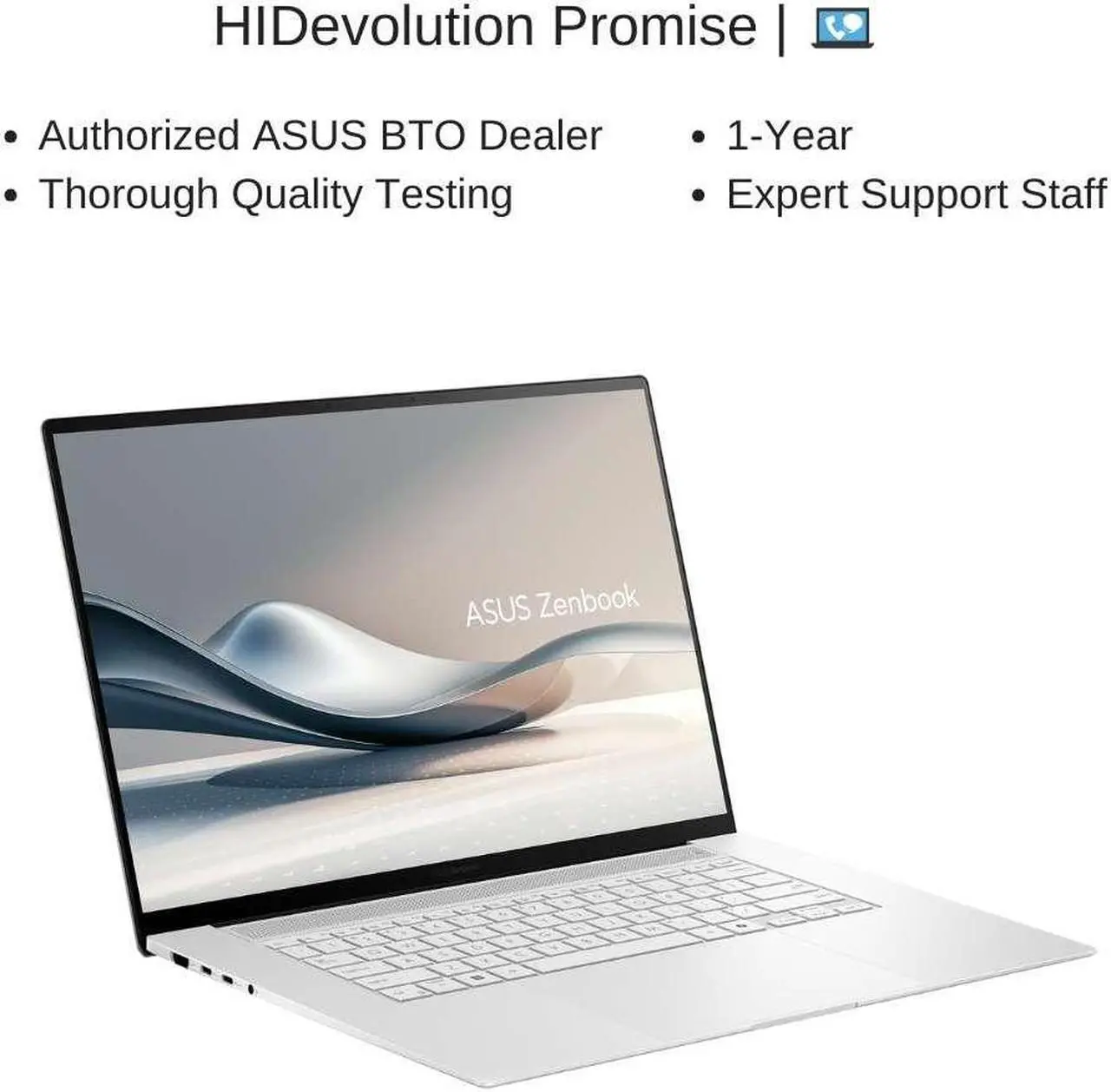 Alt view image 7 of 7 - [2024] ASUS Zenbook S 16 OLED UM5606WA White 16" 3K 120Hz Touch, 2.0 GHz Ryzen AI 9 365, Radeon 880M, 24 GB LPDDR5X RAM, 1 TB PCIe SSD, Windows 11 Pro