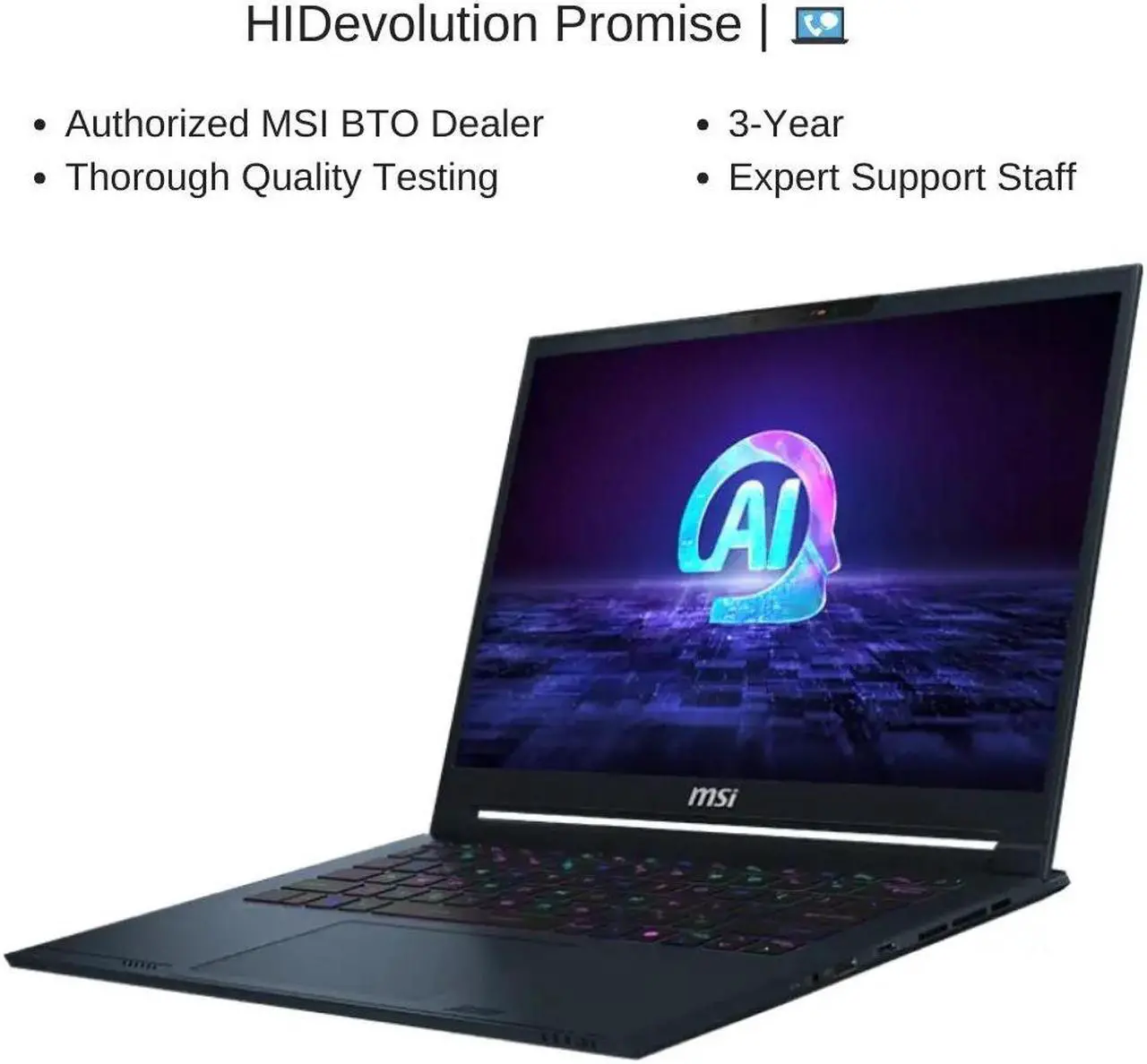 Alt view image 7 of 7 - [2024] HIDevolution MSI Stealth 14 AI Studio A1VFG 14" FHD+ 165Hz, 1.8 GHz Ultra 9-185H, RTX 4060, 96 GB DDR5 RAM, 4 TB PCIe SSD, Windows 11 Pro