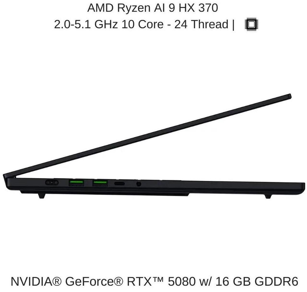 Alt view image 2 of 7 - Razer Blade 16 [2025] Black, 16" QHD+ 240Hz OLED, 2.0 GHz Ryzen AI 9 365, RTX 5080, 32 GB LPDDR5X RAM, 8 TB PCIe SSD, Windows 11 Home