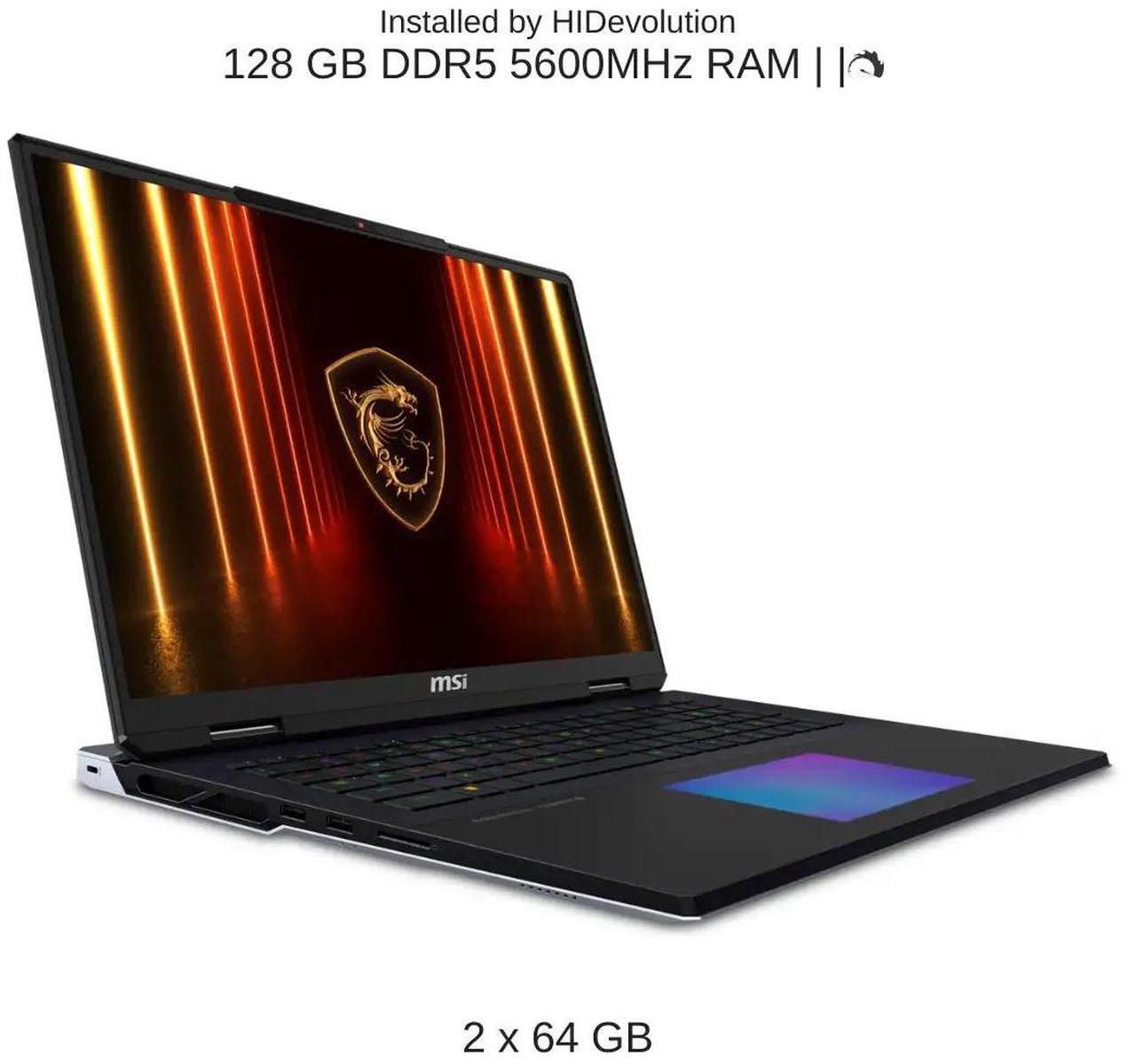 Alt view image 4 of 7 - [2025] HIDevolution MSI Titan 18 HX AI A2XWJG 18" UHD+ 120Hz Mini LED, 2.1 GHz Ultra 9-285HX , RTX 5090, 128 GB DDR5 RAM, 16 TB PCIe SSD, Windows 11 Pro