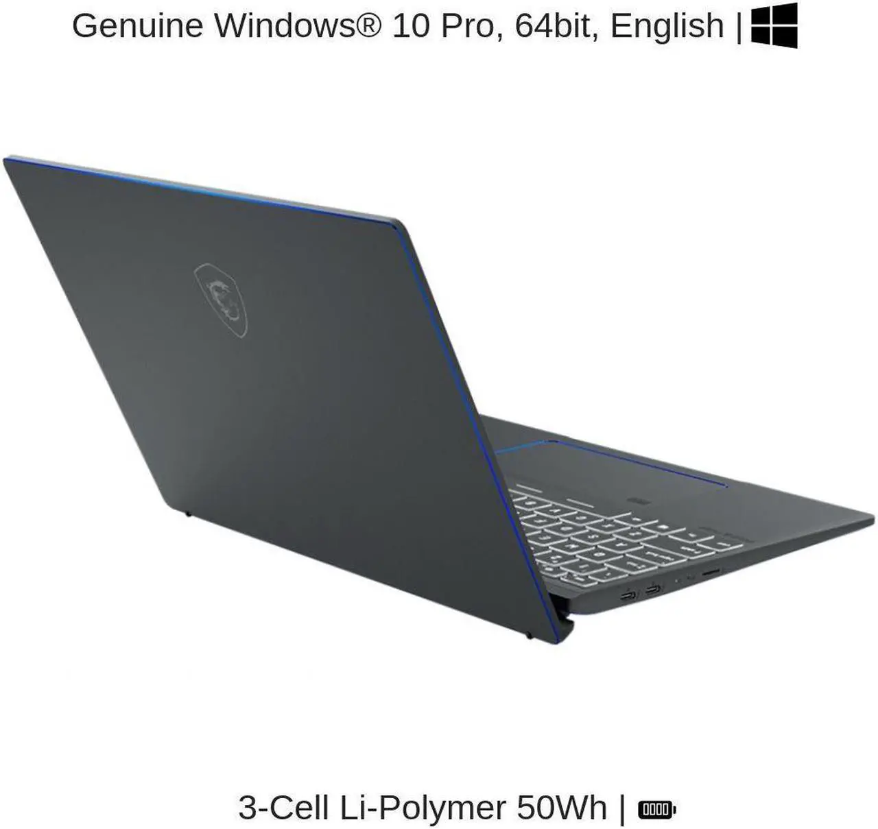 Alt view image 6 of 7 - HIDevolution MSI Prestige 14 A10SC 14” UHD | Grey with Blue Diamond Cut | 1.1 GHz i7-10710U, GTX 1650 Max-Q, 16GB 2133MHz RAM, 2TB PCIe SSD | Authorized Performance Upgrades & Warranty