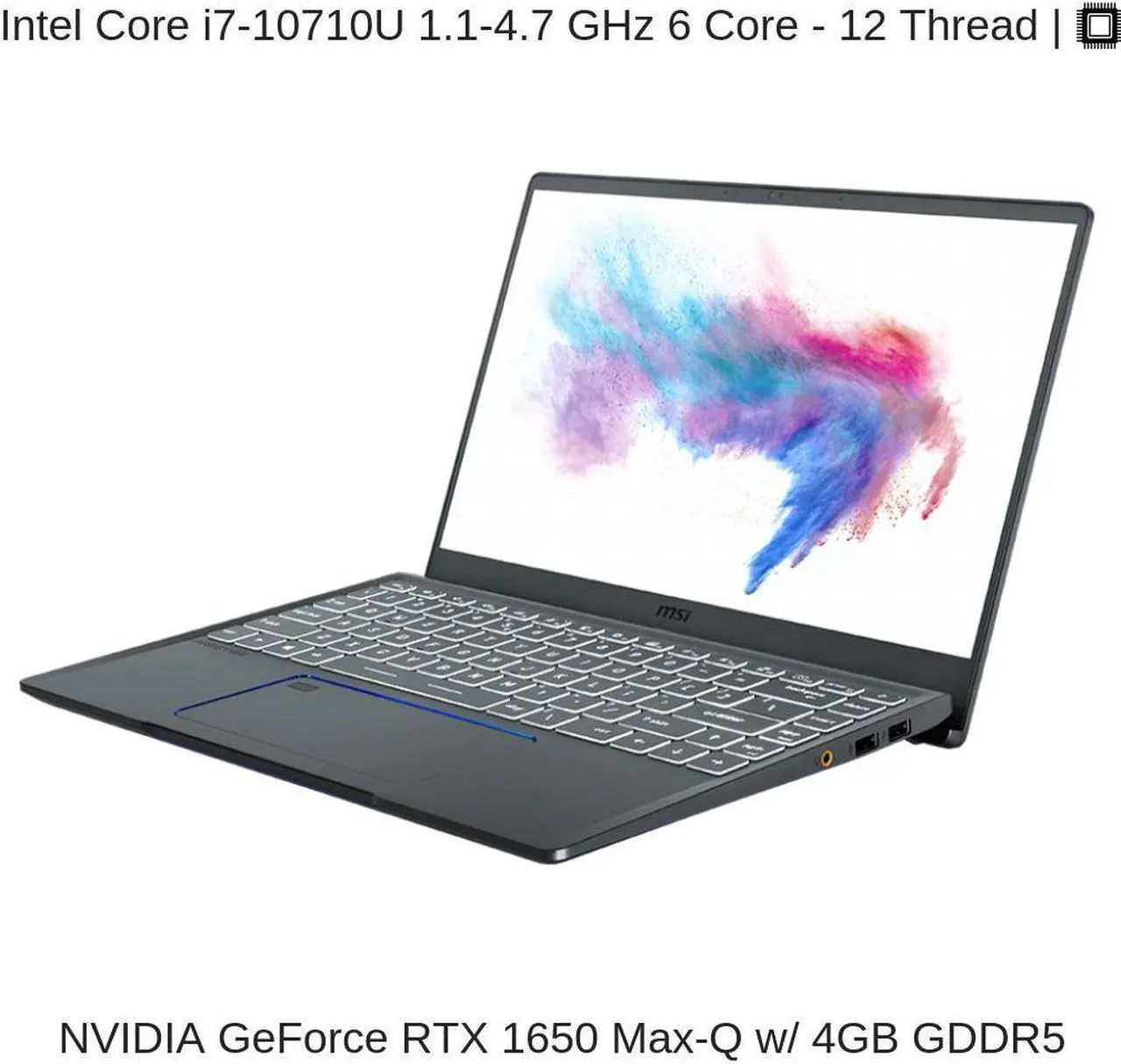 Alt view image 3 of 7 - HIDevolution MSI Prestige 14 A10SC 14” UHD | Grey with Blue Diamond Cut | 1.1 GHz i7-10710U, GTX 1650 Max-Q, 16GB 2133MHz RAM, 2TB PCIe SSD | Authorized Performance Upgrades & Warranty