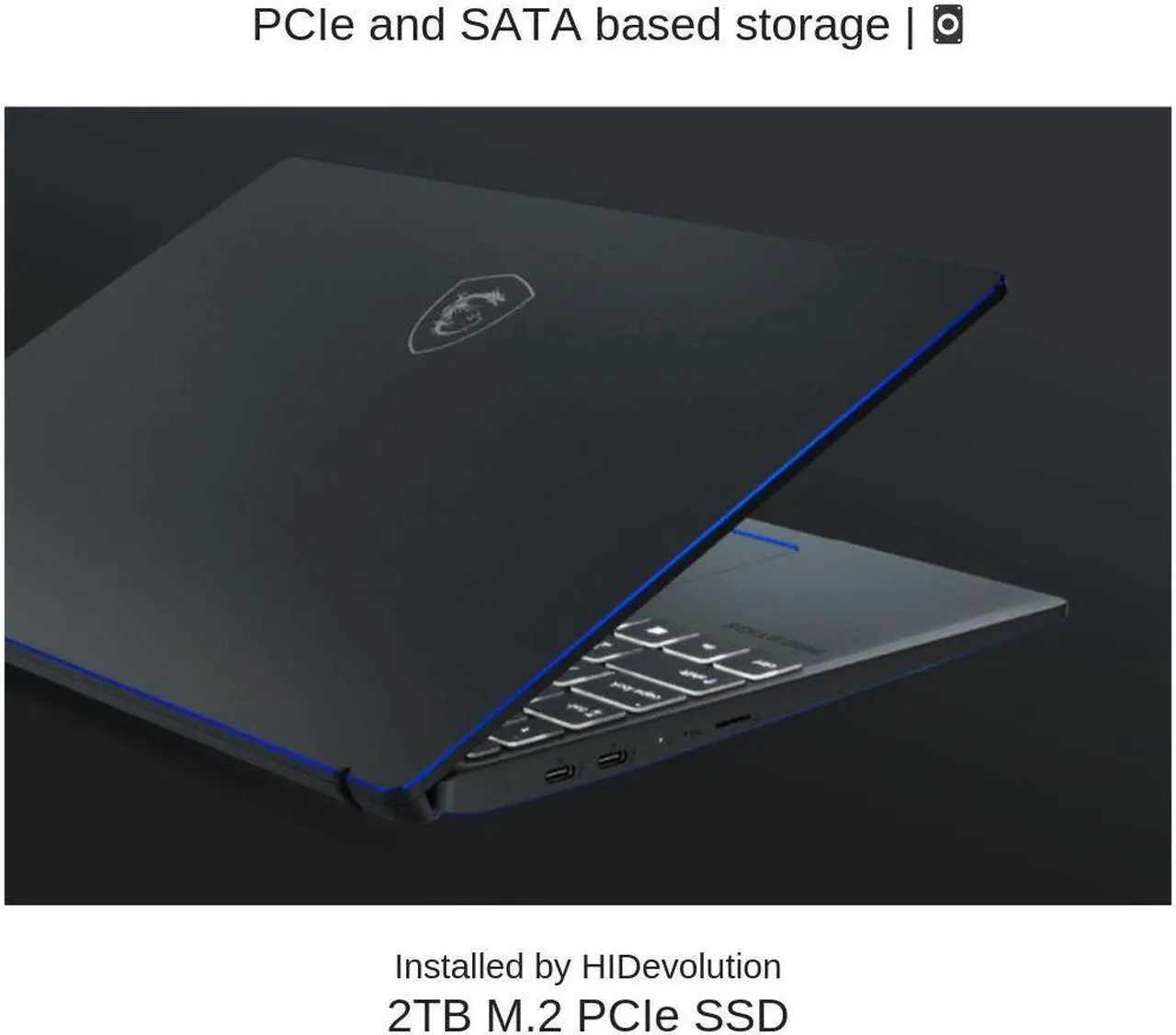 Alt view image 5 of 7 - HIDevolution MSI Prestige 14 A10SC 14” UHD | Grey with Blue Diamond Cut | 1.1 GHz i7-10710U, GTX 1650 Max-Q, 16GB 2133MHz RAM, 2TB PCIe SSD | Authorized Performance Upgrades & Warranty