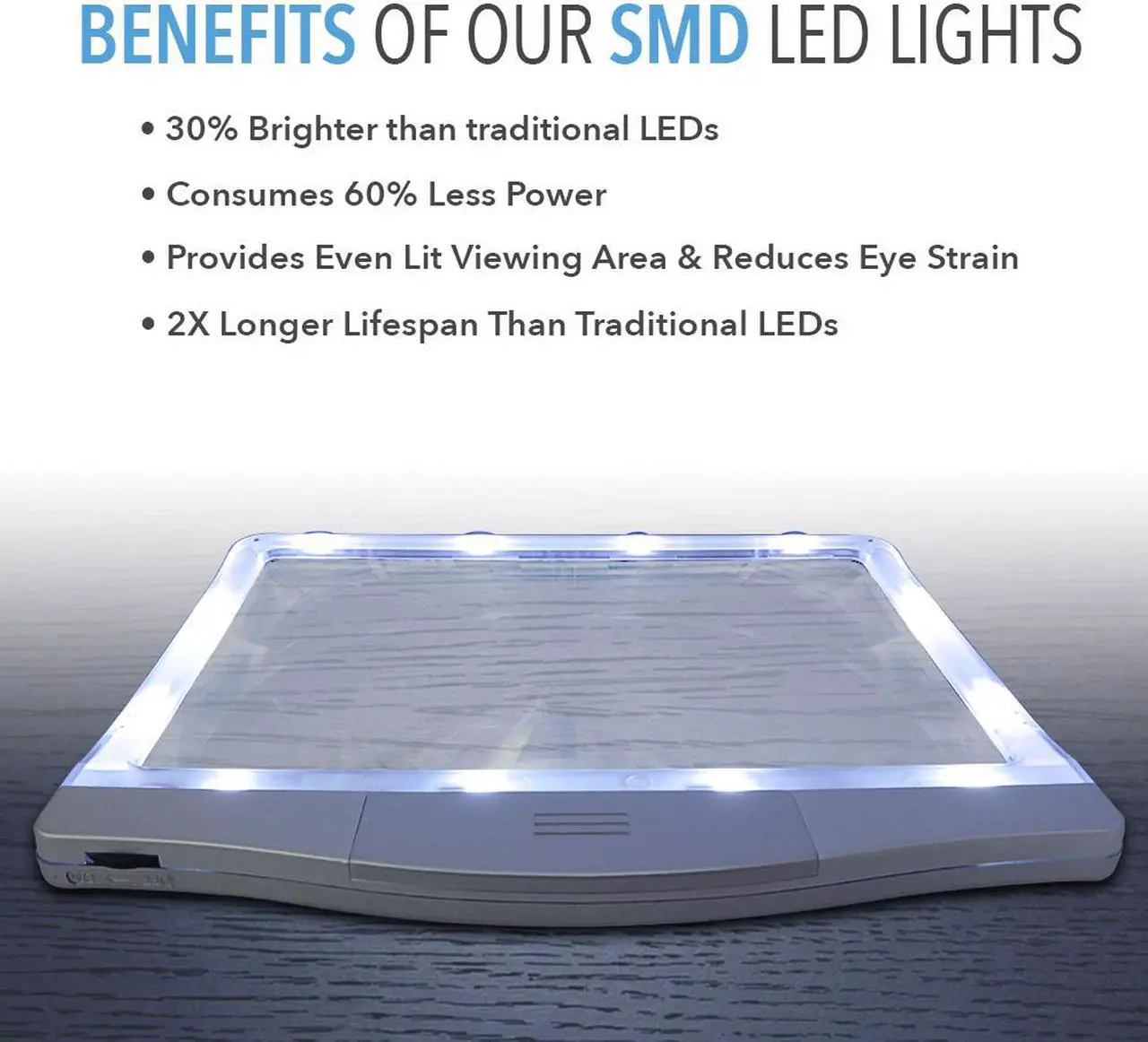 Alt view image 2 of 7 - MagniPros Ultra Slim & Lightweight Book Light Led Page Magnifier-Large Viewing Area Magnifies up to 300%