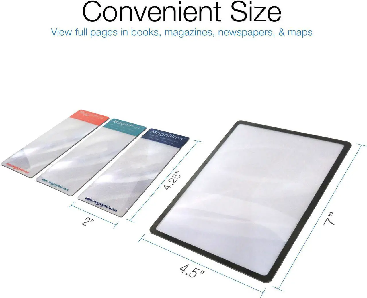Alt view image 3 of 8 - MagniPros Premium 3X (300%) Page Magnifying Lens With 3 Bonus Bookmark Magnifiers for Reading Small Prints, Low Vision Aids & Solar Projects