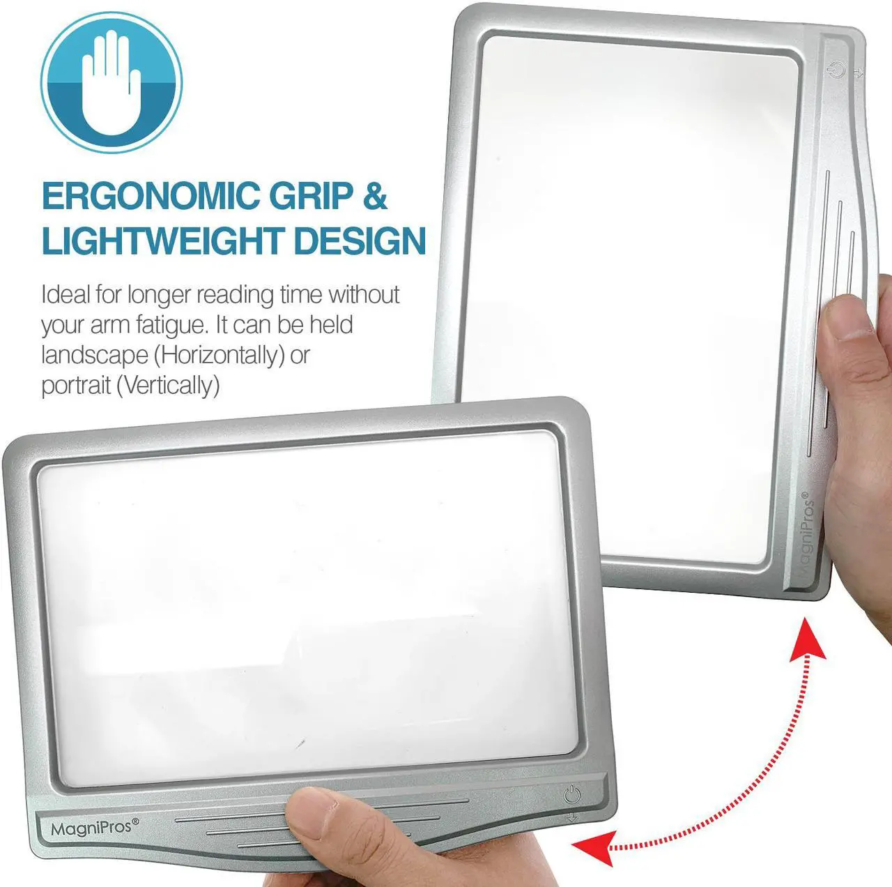 Alt view image 5 of 7 - MagniPros Ultra Slim & Lightweight Book Light Led Page Magnifier-Large Viewing Area Magnifies up to 300%