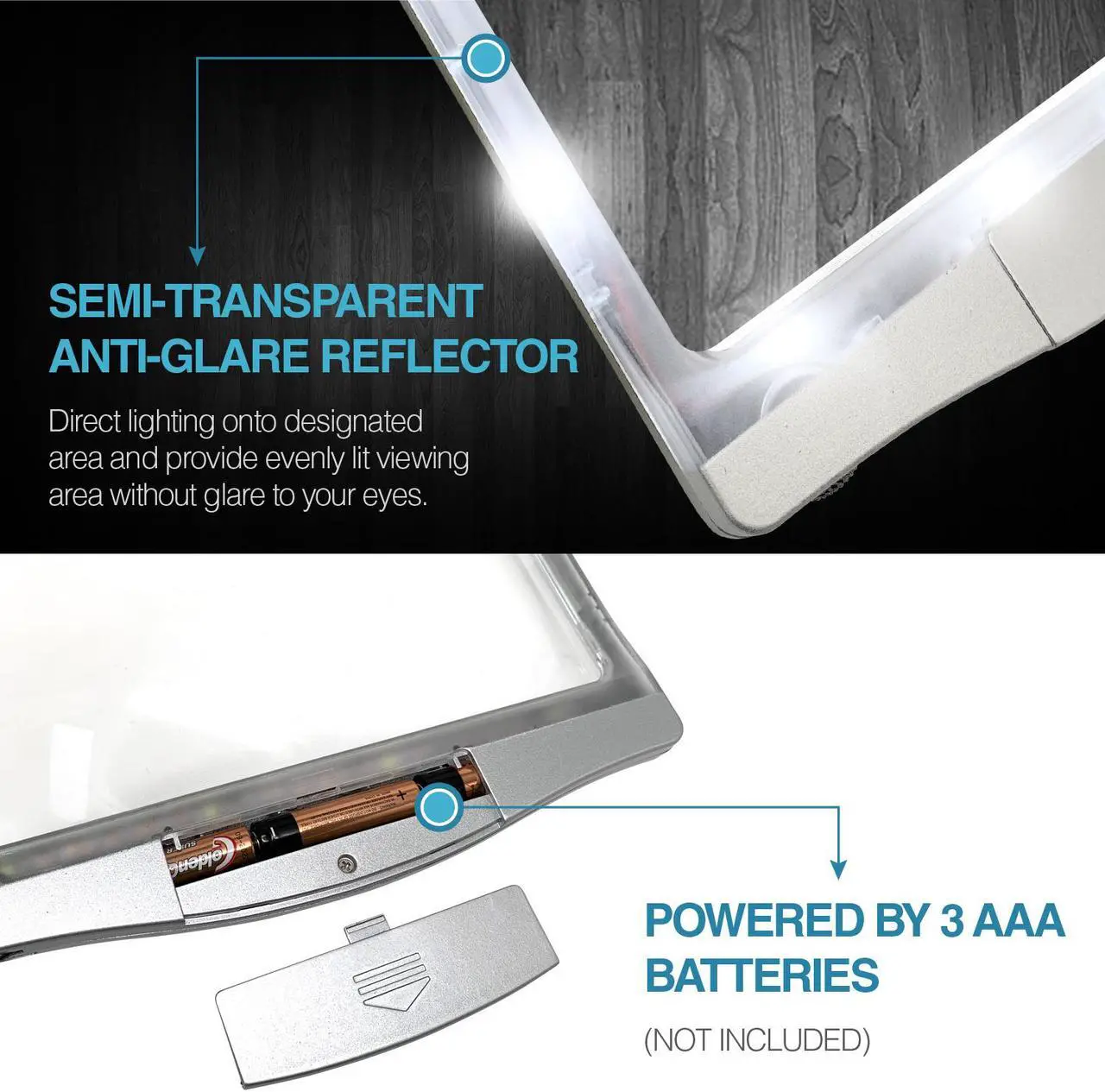 Alt view image 6 of 7 - MagniPros Ultra Slim & Lightweight Book Light Led Page Magnifier-Large Viewing Area Magnifies up to 300%