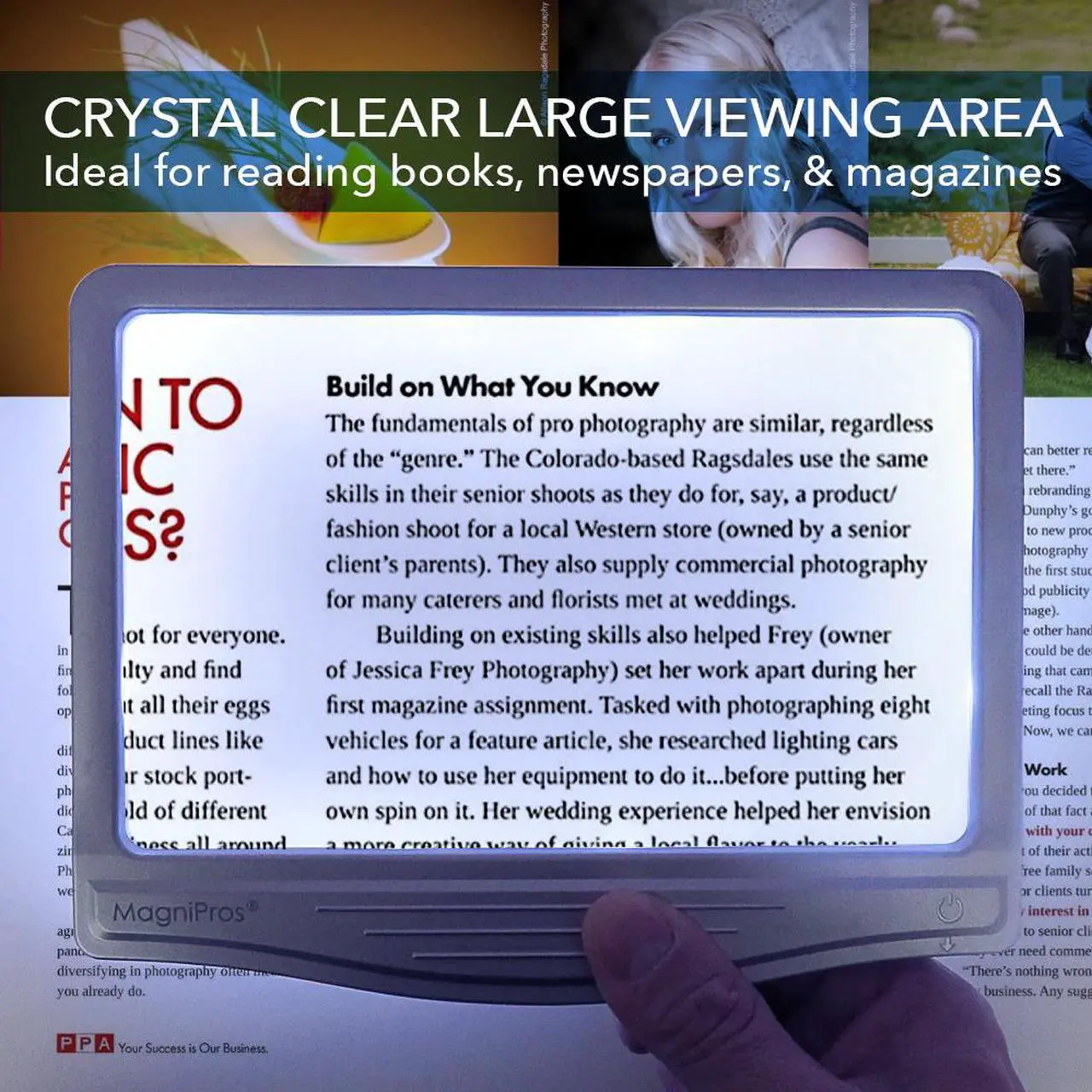 Alt view image 3 of 7 - MagniPros Ultra Slim & Lightweight Book Light Led Page Magnifier-Large Viewing Area Magnifies up to 300%