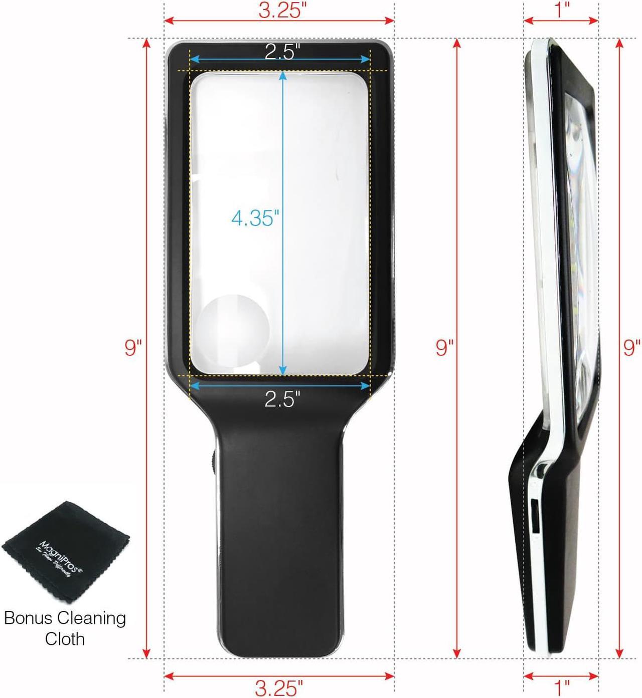 Alt view image 6 of 8 - MagniPros 3X(300%) Magnifying Glass with [10 Anti-Glare & Dimmable LEDs]-Evenly Lit Viewing Area-The Brightest & Best Reading Magnifier for Small Prints, Low Vision Seniors, Macular Degeneration
