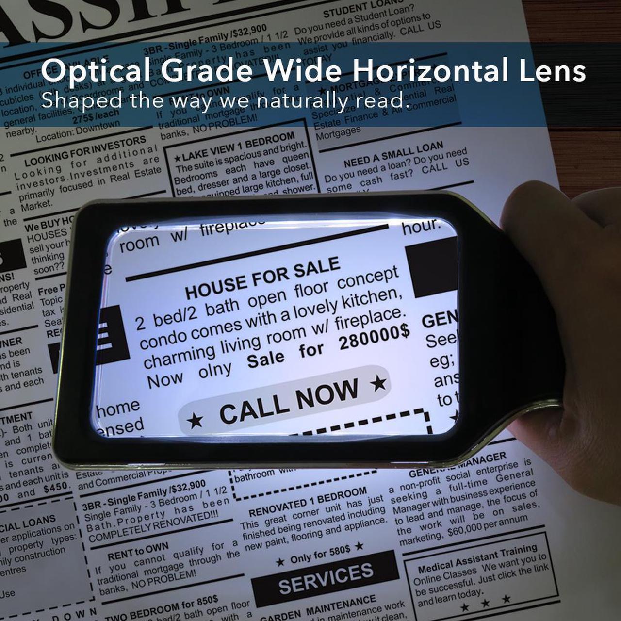 Alt view image 3 of 8 - MagniPros 3X(300%) Magnifying Glass with [10 Anti-Glare & Dimmable LEDs]-Evenly Lit Viewing Area-The Brightest & Best Reading Magnifier for Small Prints, Low Vision Seniors, Macular Degeneration