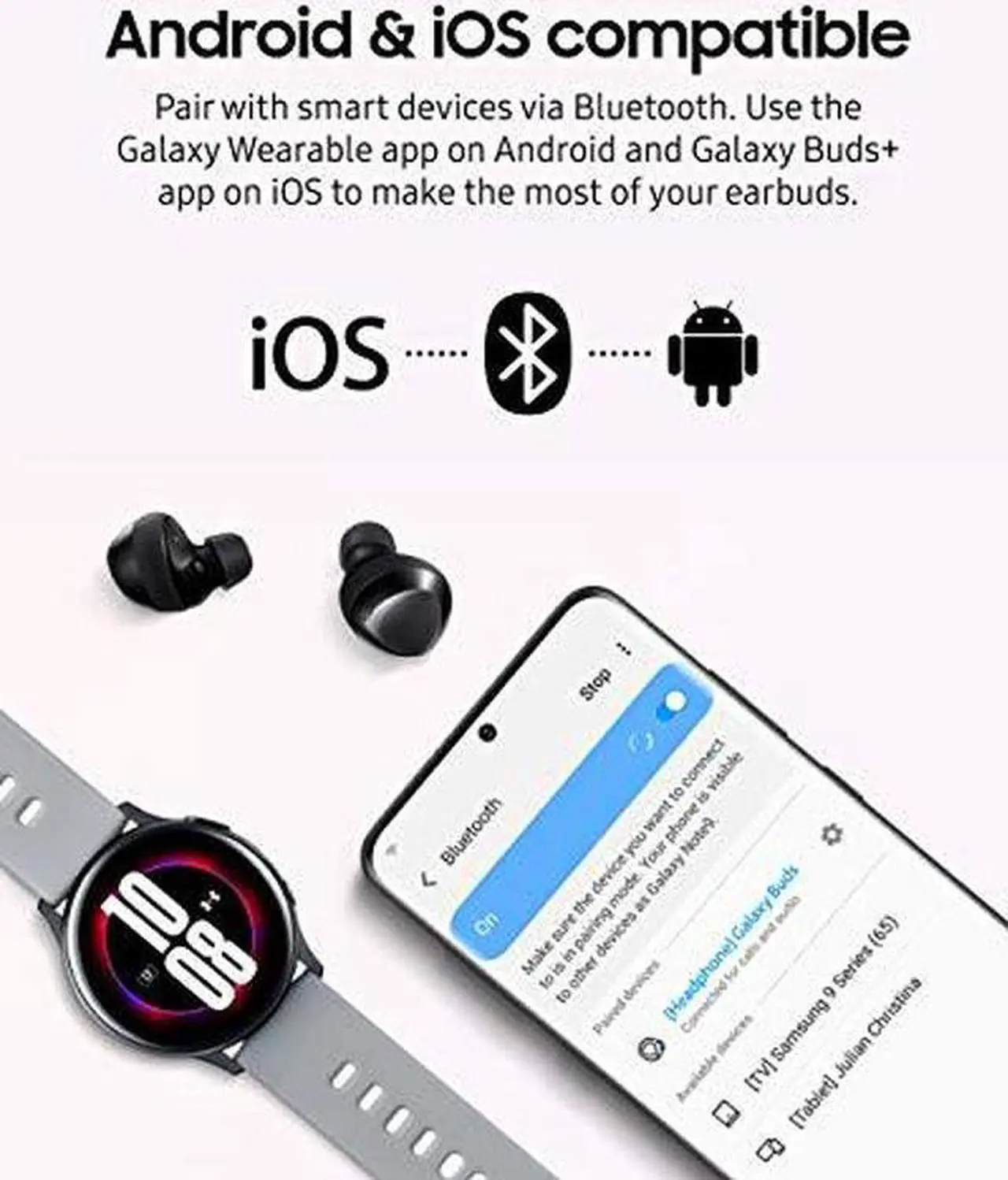 Alt view image 6 of 20 - Samsung Galaxy Buds+ True Wireless Bluetooth Earbud Headphones - Black