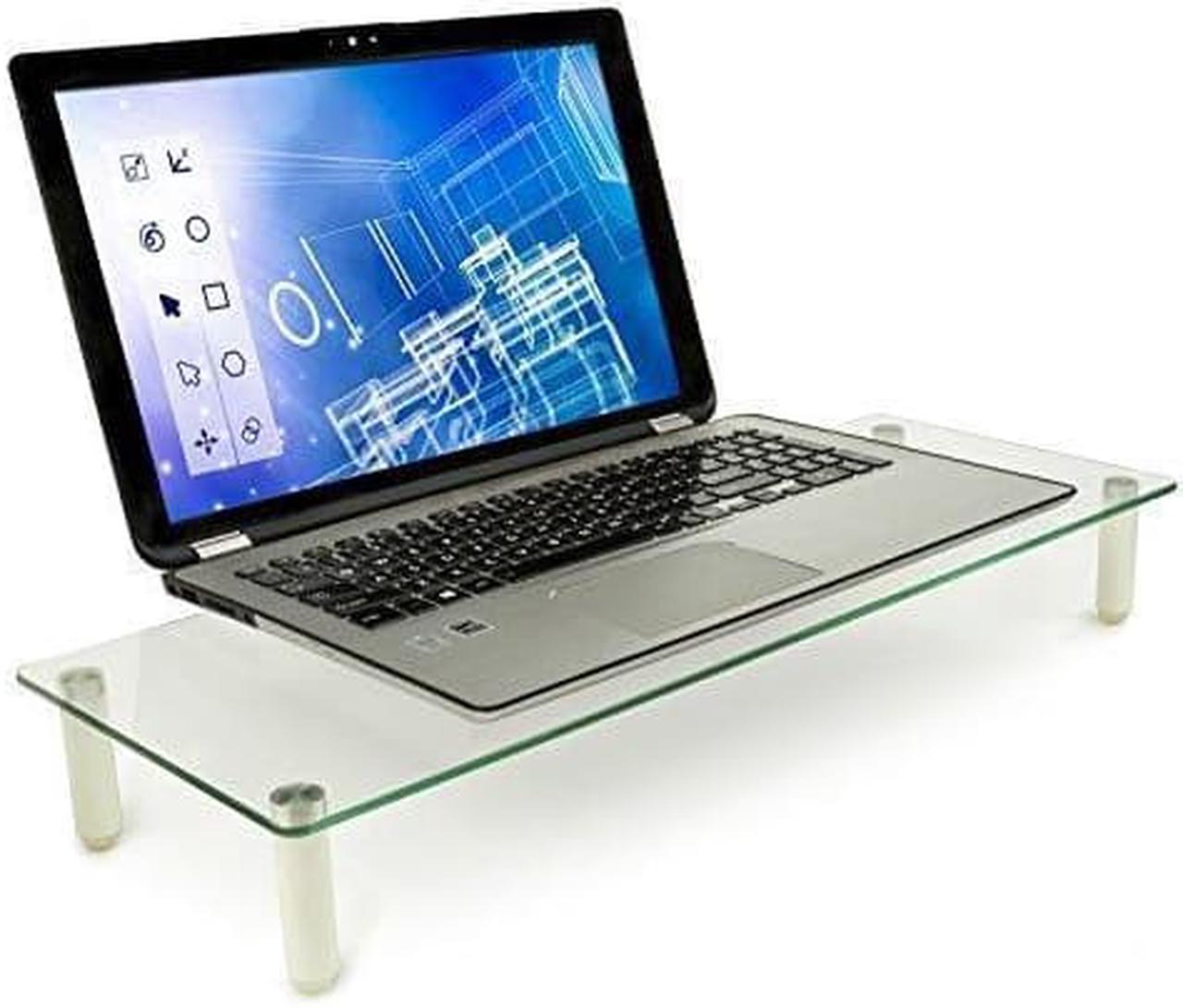 Alt view image 3 of 14 - Mount-It! Glass Monitor Stand Laptop Stand, Ergonomic Desk Riser and Organizer, 22 Inches Wide Tempered Glass, 44 Lb Carrying Capacity (MI-7263)