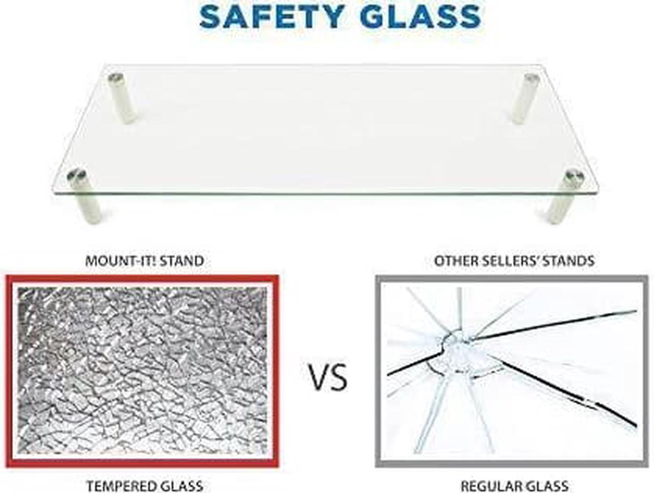 Alt view image 6 of 14 - Mount-It! Glass Monitor Stand Laptop Stand, Ergonomic Desk Riser and Organizer, 22 Inches Wide Tempered Glass, 44 Lb Carrying Capacity (MI-7263)