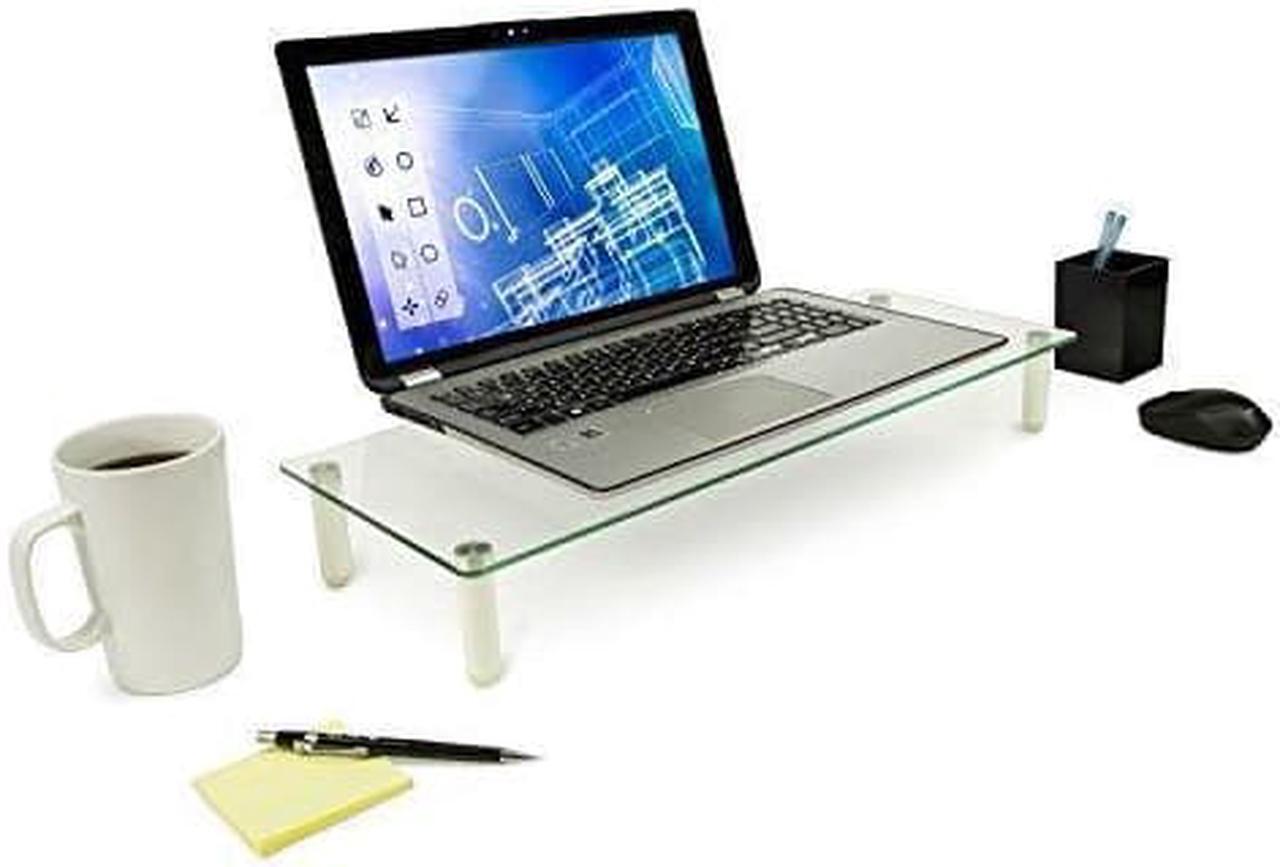 Alt view image 2 of 14 - Mount-It! Glass Monitor Stand Laptop Stand, Ergonomic Desk Riser and Organizer, 22 Inches Wide Tempered Glass, 44 Lb Carrying Capacity (MI-7263)