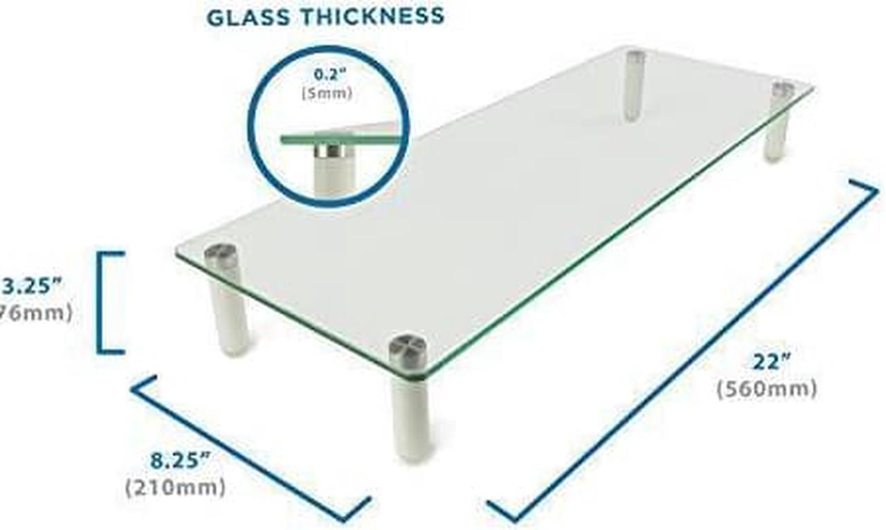 Alt view image 5 of 14 - Mount-It! Glass Monitor Stand Laptop Stand, Ergonomic Desk Riser and Organizer, 22 Inches Wide Tempered Glass, 44 Lb Carrying Capacity (MI-7263)