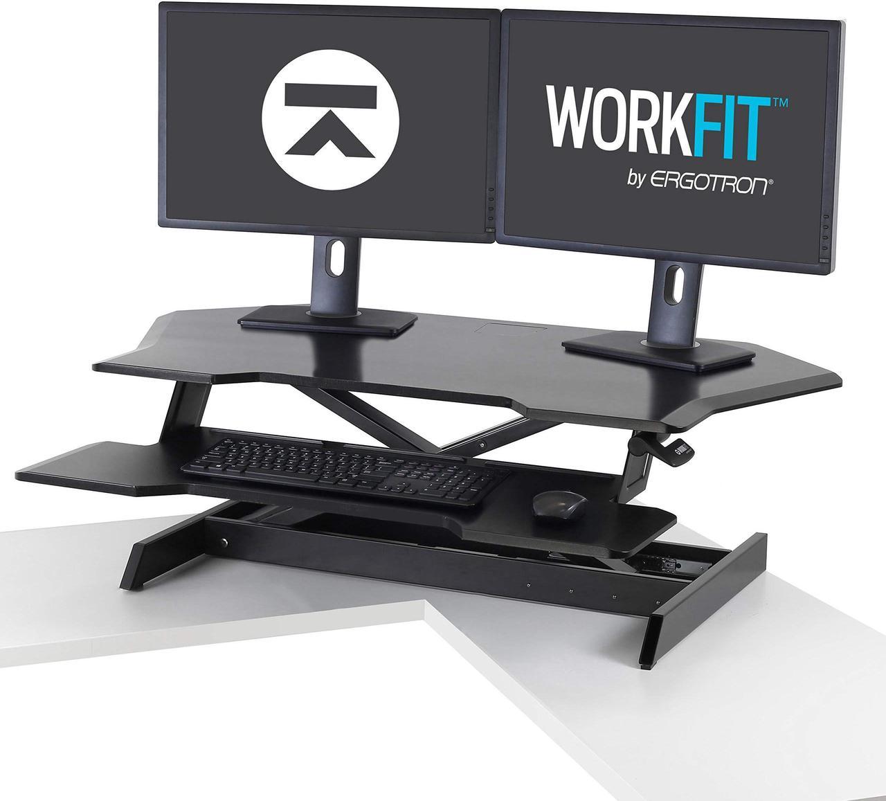 Ergotron WorkFit-TX Standing Desk Converter, Sit-Stand Desk Workstation - Height-Adjustable Keyboard (33-467-921)