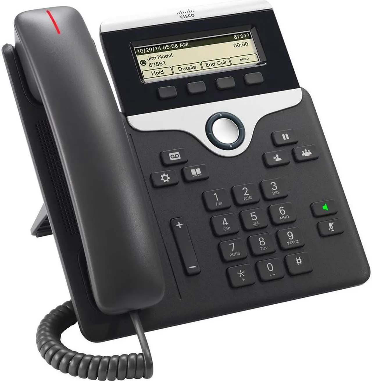 Alt view image 9 of 11 - Cisco - CP-7811-K9= - Cisco 7811 IP Phone - Cable - Wall Mountable - Charcoal - 1 x Total Line - VoIP - Caller ID - Speakerphone - 2 x Network (RJ-45) - PoE Ports - Monochrome - DHCP, SRTP, CDP, LDAP,
