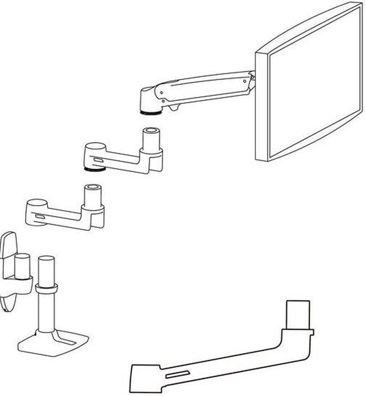 Ergotron LX - Mounting component (end cap, 9" extension arm) - for LCD display - aluminium - black - arm mountable