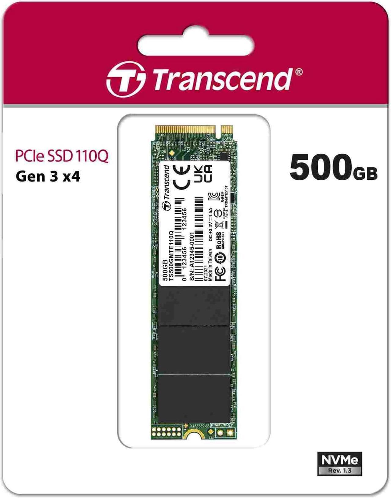 Alt view image 6 of 8 - Transcend 500GB, M.2 2280,PCIe Gen3x4, M-Key, QLC, DRAM-less