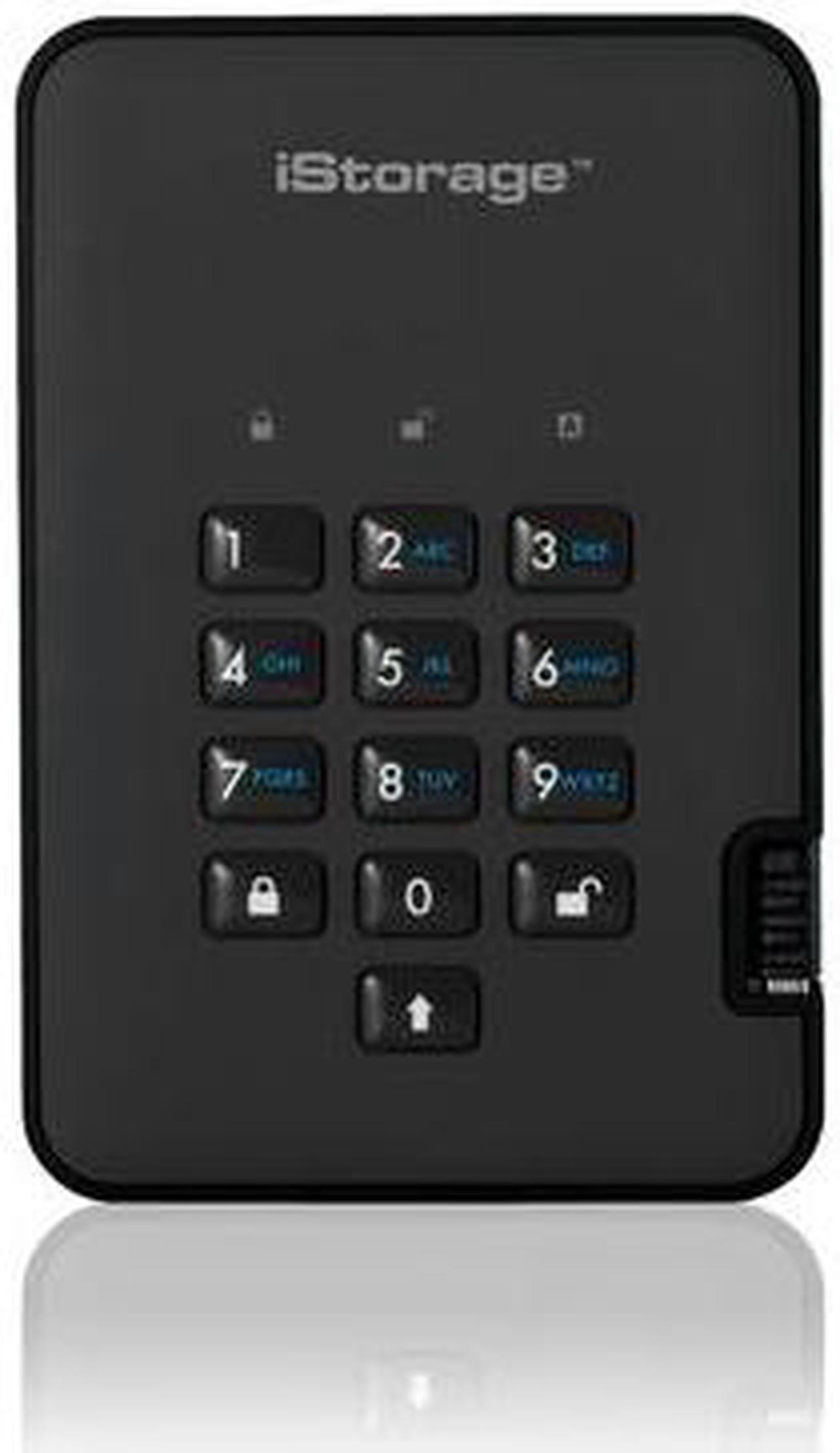 Alt view image 7 of 10 - iStorage diskAshur2 SSD 8TB Black - Secure portable solid state drive - Password protected, dust and water resistant, portable, military grade hardware encryption USB 3.2  IS-DA2-256-SSD-8000-B