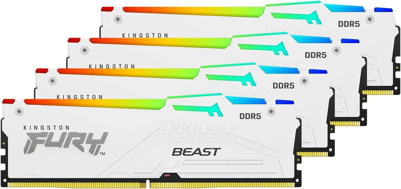 Alt view image 3 of 3 - Kingston 128GB 5600MT/s DDR5 CL40 DIMM (Kit of 4) FURY Beast White RGB XMP