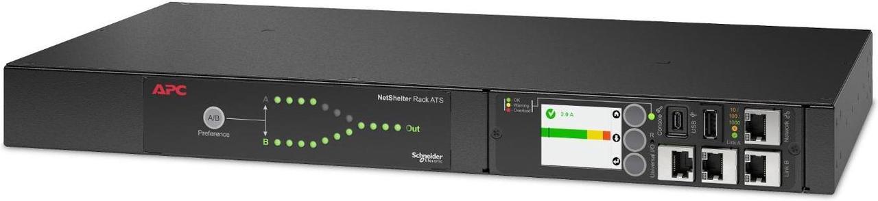 APC NetShelter - Automatic transfer switch (rack-mountable) - AC 207-253 V - 2000 VA - 1-phase - USB, Ethernet 10/100/10