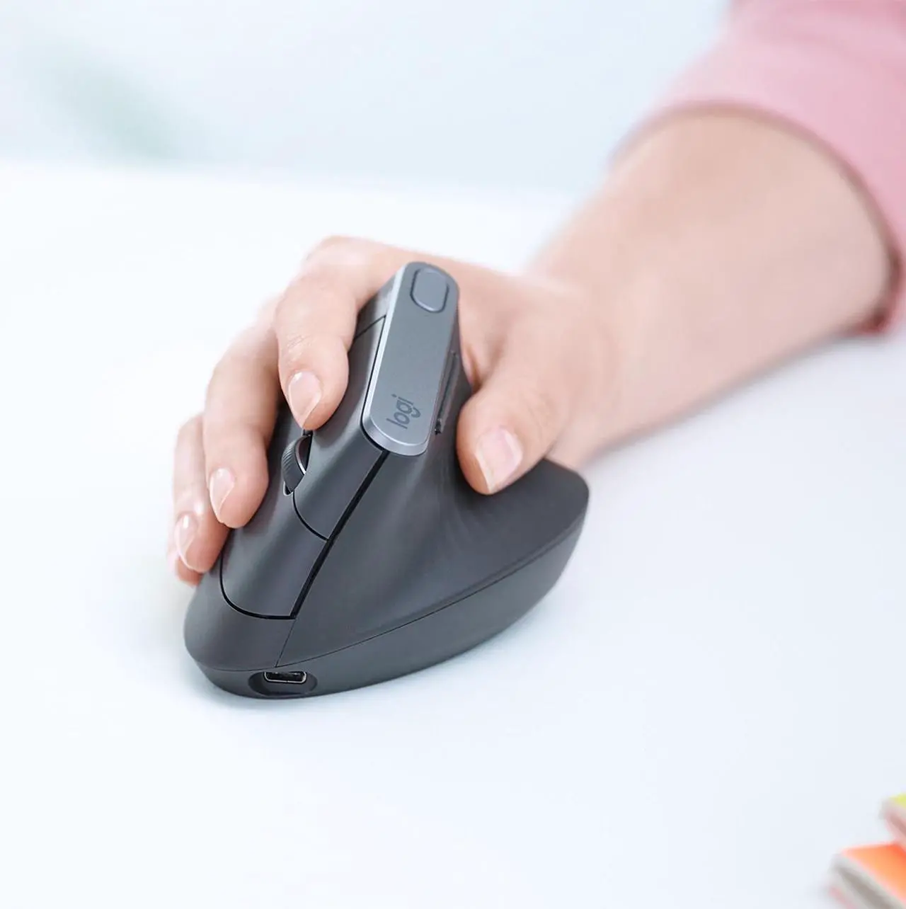 Alt view image 5 of 14 - Logitech MX Vertical Advanced Ergonomic Wireless Bluetooth Mouse - Black