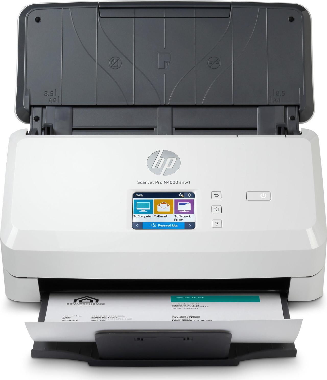 HP ScanJet Pro N4000 snw1 6FW08A 24-bit (external), 48-bit (internal) Up to 600 dpi Sheet Fed Sheet-feed Scanner