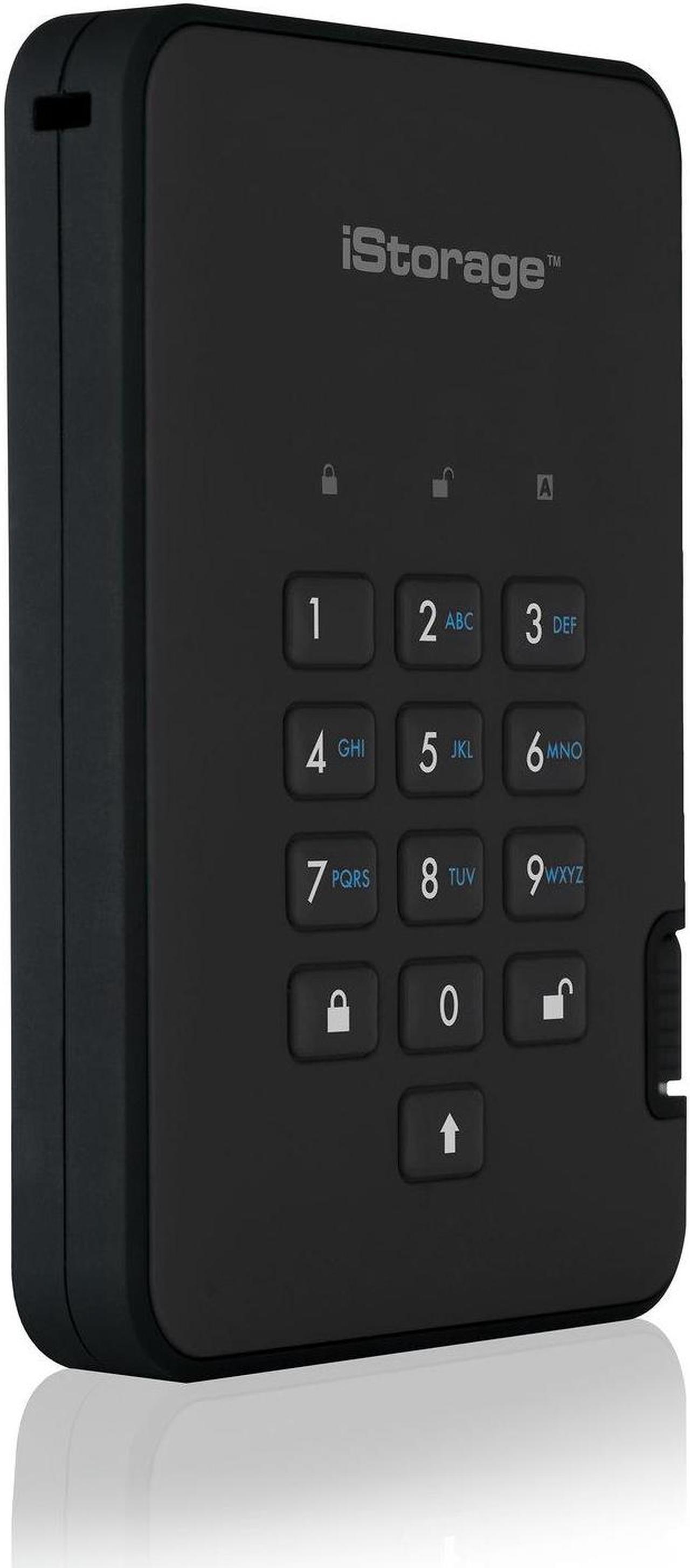 Alt view image 8 of 10 - iStorage diskAshur2 SSD 8TB Black - Secure portable solid state drive - Password protected, dust and water resistant, portable, military grade hardware encryption USB 3.2  IS-DA2-256-SSD-8000-B