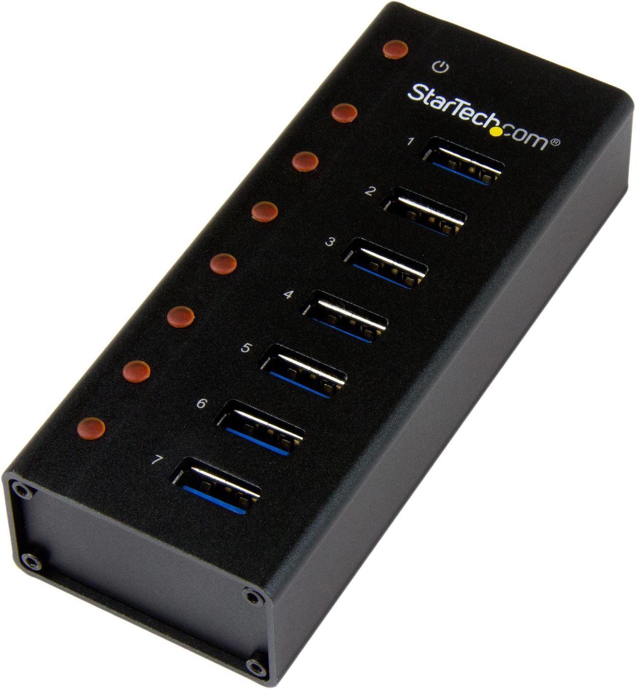 StarTech.com 7 Port USB 3.0 Hub (5 Gbps) - Metal Enclosure - Desktop or Wall Mountable - Rugged & industrial Powered USB