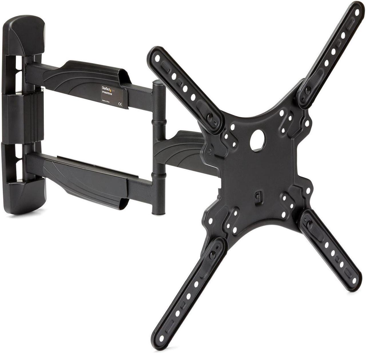 StarTech.com Full Motion TV Wall Mount, 32-55 inch (77lb/35kg) VESA Displays, Low Profile Universal Flat Screen TV Wall