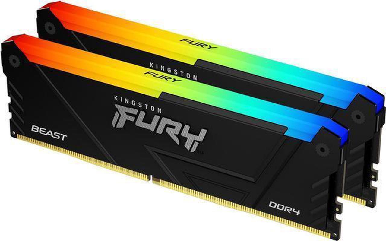 Kingston FURY Beast RGB - DDR4 - kit - 16 GB: 2 x 8 GB - DIMM 288-pin - 3200 MHz / PC4-25600 - CL16 - 1.35 V - unbuffere