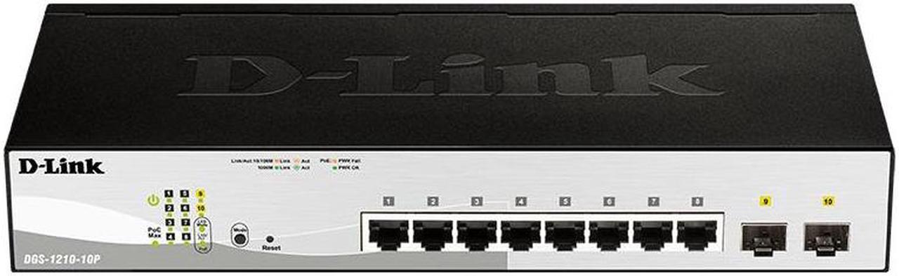 D-Link 10-port 10/100/1000 Gigabit PoE Smart Switch including 2 Combo 1000BaseT/SFP