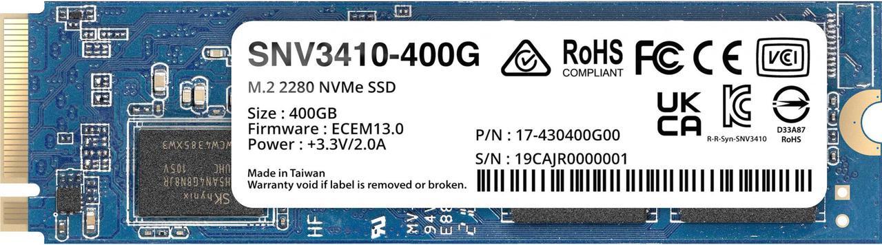 Synology SNV3410 - SSD - 400 GB - internal - M.2 2280 - PCIe 3.0 x4 (NVMe)