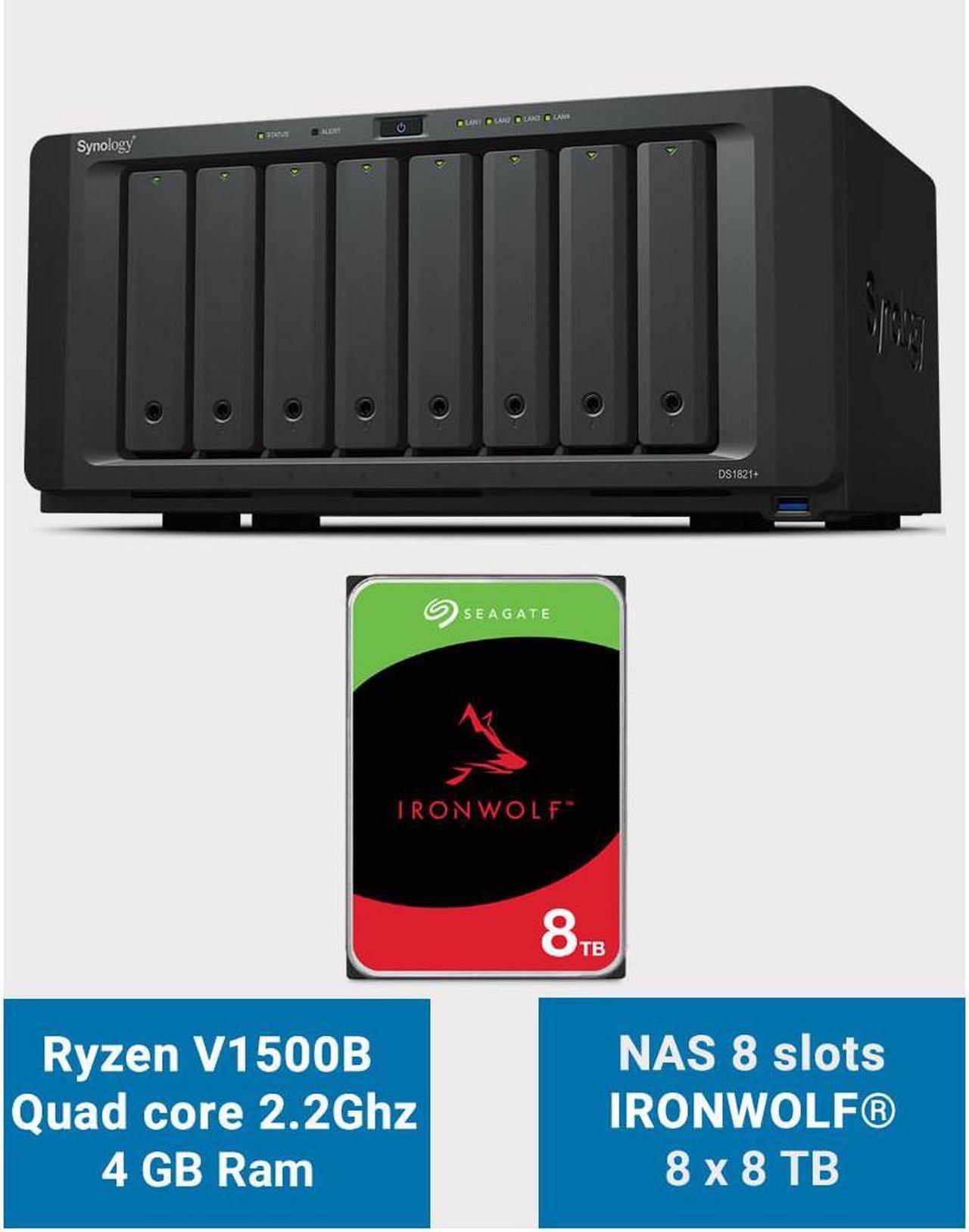 K/RS1221+8 bay NAS 96TB 8x12T SATA HDD