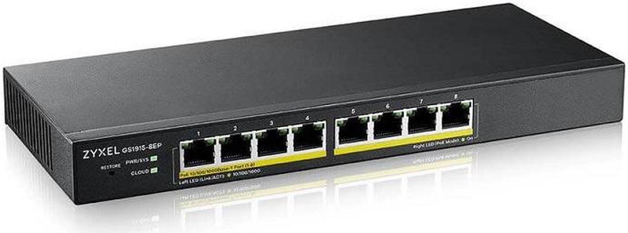 Zyxel GS1915 Series GS1915-8EP - Switch - smart - 8 x 10/100/1000 (PoE+) - desktop, wall-mountable - PoE+ (60 W)