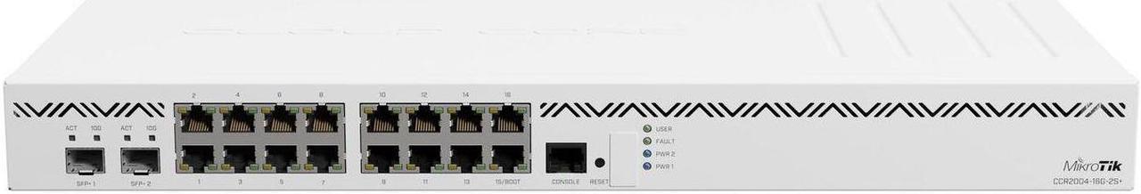 mikrotik ccr2004-16g-2s+ 16x gigabit ethernet ports, 2x10g sfp+ cages